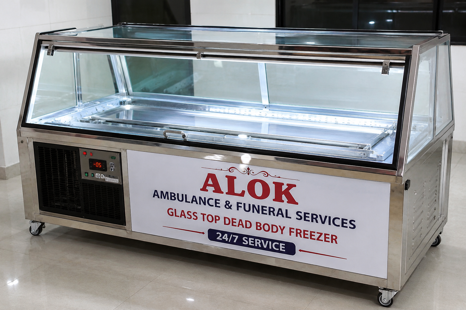 Glass Top Dead Body Freezer